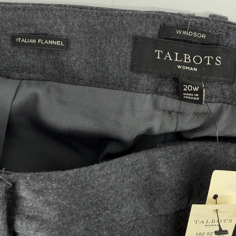 NWT Talbots Womens 20W Windsor Italian Flannel Wool Dress Pants Charcoal Gray - Picture 3 of 7